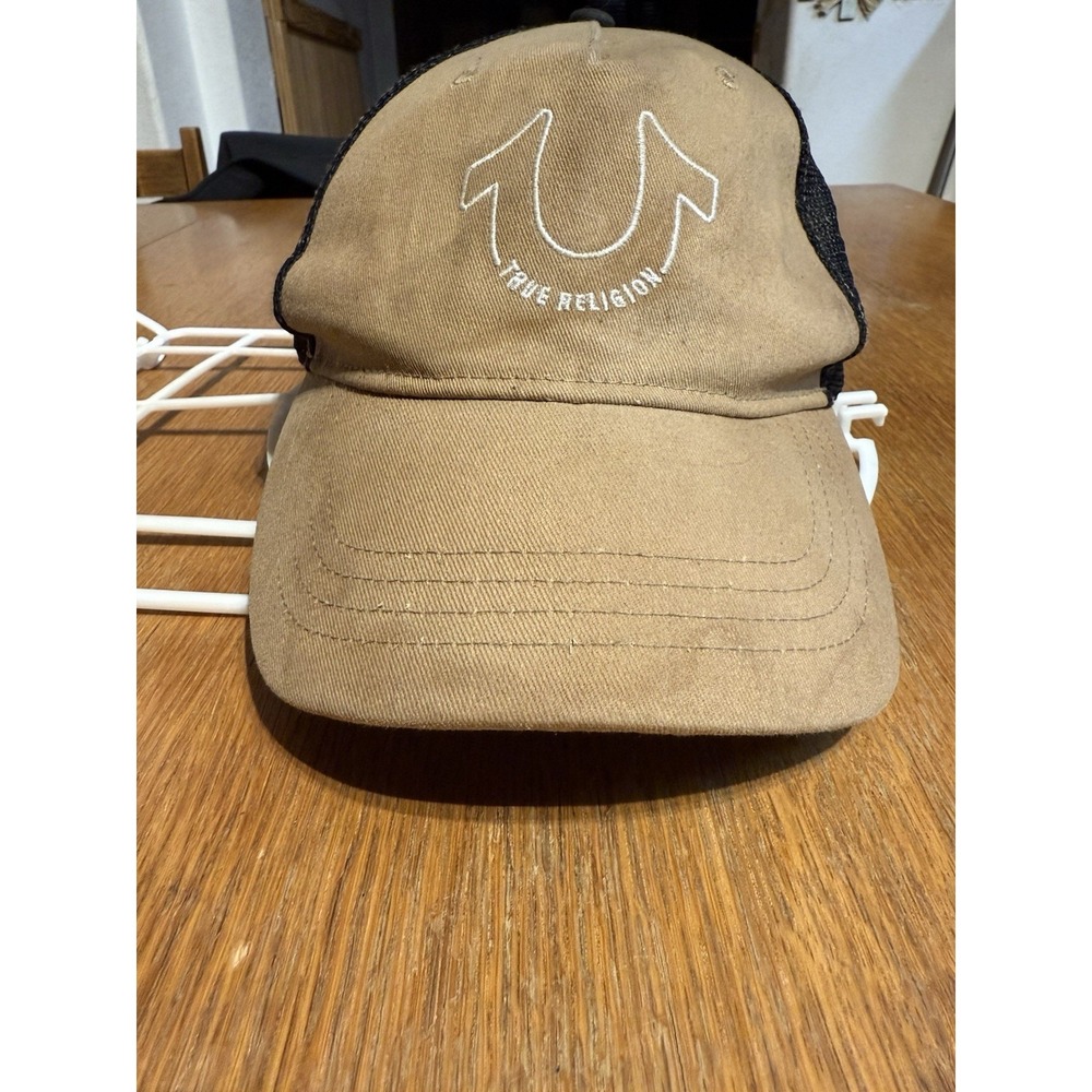 True Religion‎ Logo Brown & Black Embroidered Trucker Hat Adjustable One Size